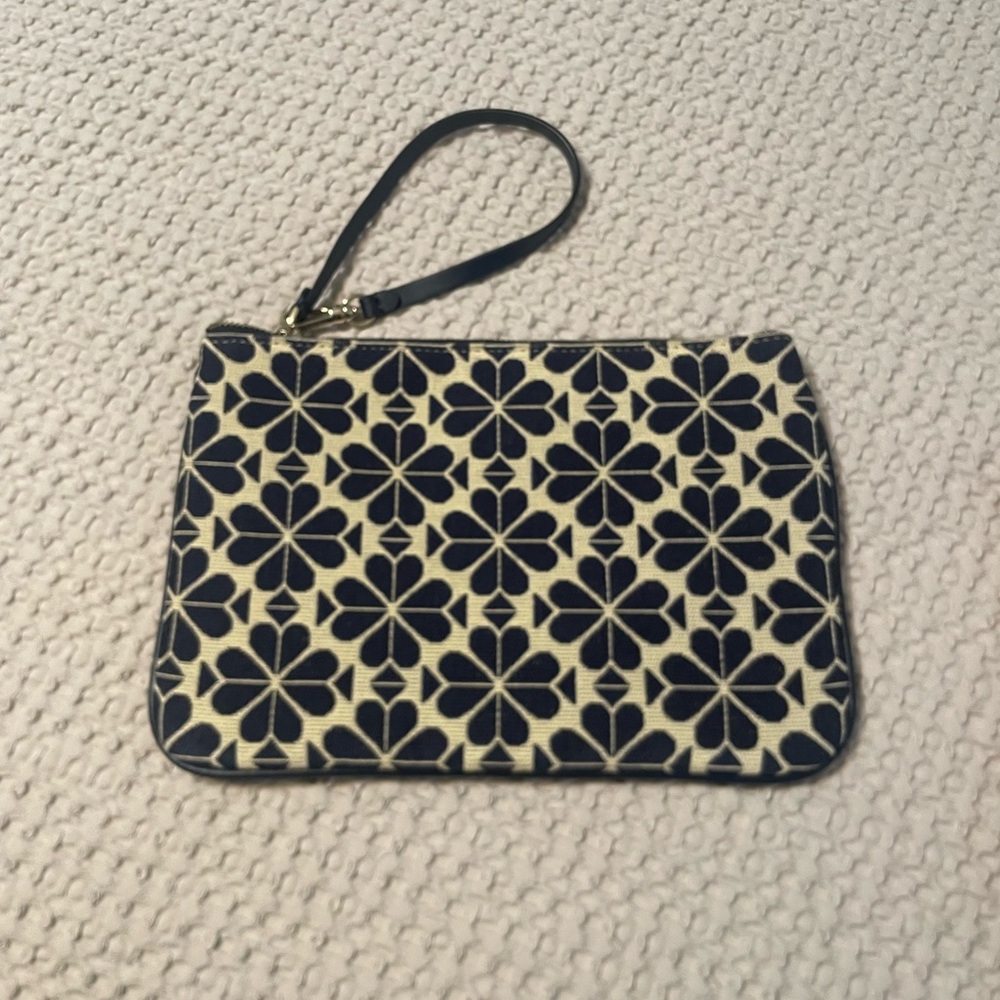 Kate Spade Black and Cream Floral Wristlet